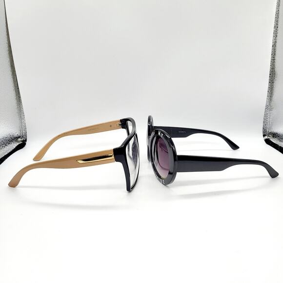 DON'T KILL MY VIBE Phrase Round Frame & Oversized Square Frame Sunglasses Bundle - Picture 6 of 10